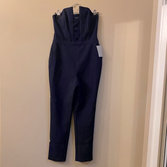 Adelyn Rae Navy Strapless Jumpsuit - Picture 2 of 6